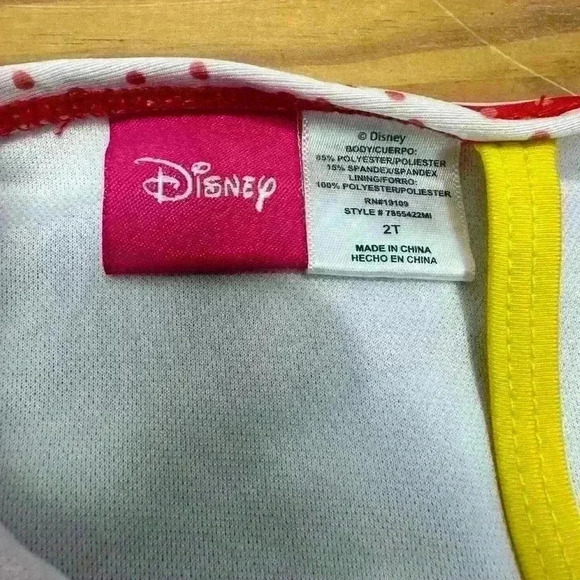 Disney Minnie Mouse Swimsuit Red White Stripe & Polka Dots Girls Size Toddler 2T - Picture 3 of 3